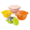 Colorful insulated stainless steel double wall pot with lid